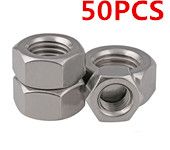 50Pcs M3 304 Stainless Steel Metric Coarse Pitch Screw Thread Hexagon Full Nuts