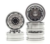 4PCS CNC Metal Alloy Front Rear Wheel Hub Rim For 1/14 Tamiya RC Car Tow Drag Trailer Truck