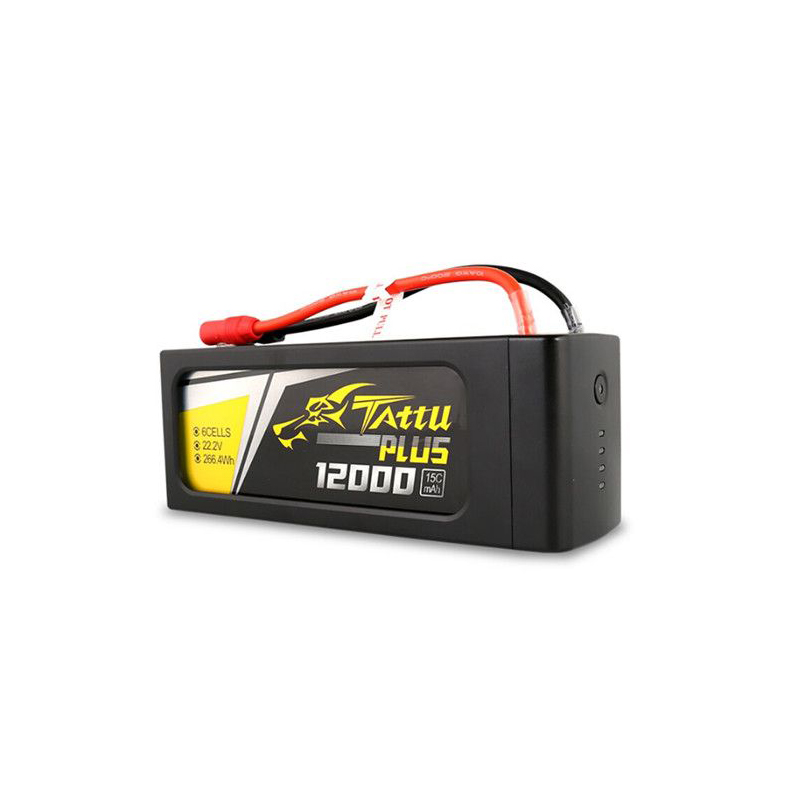 Tattu Plus 12000mAh 22.2V 15C 6S1P Lipo Smart Battery Pack with AS150 + XT150 Plug