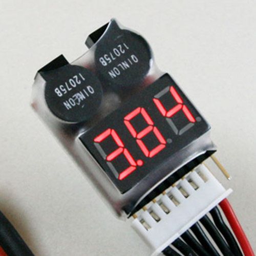 AOK LED 1-8S LiPO Battery Voltage Tester/ Low Voltage Buzzer Alarm (1S support 3.7-30V)