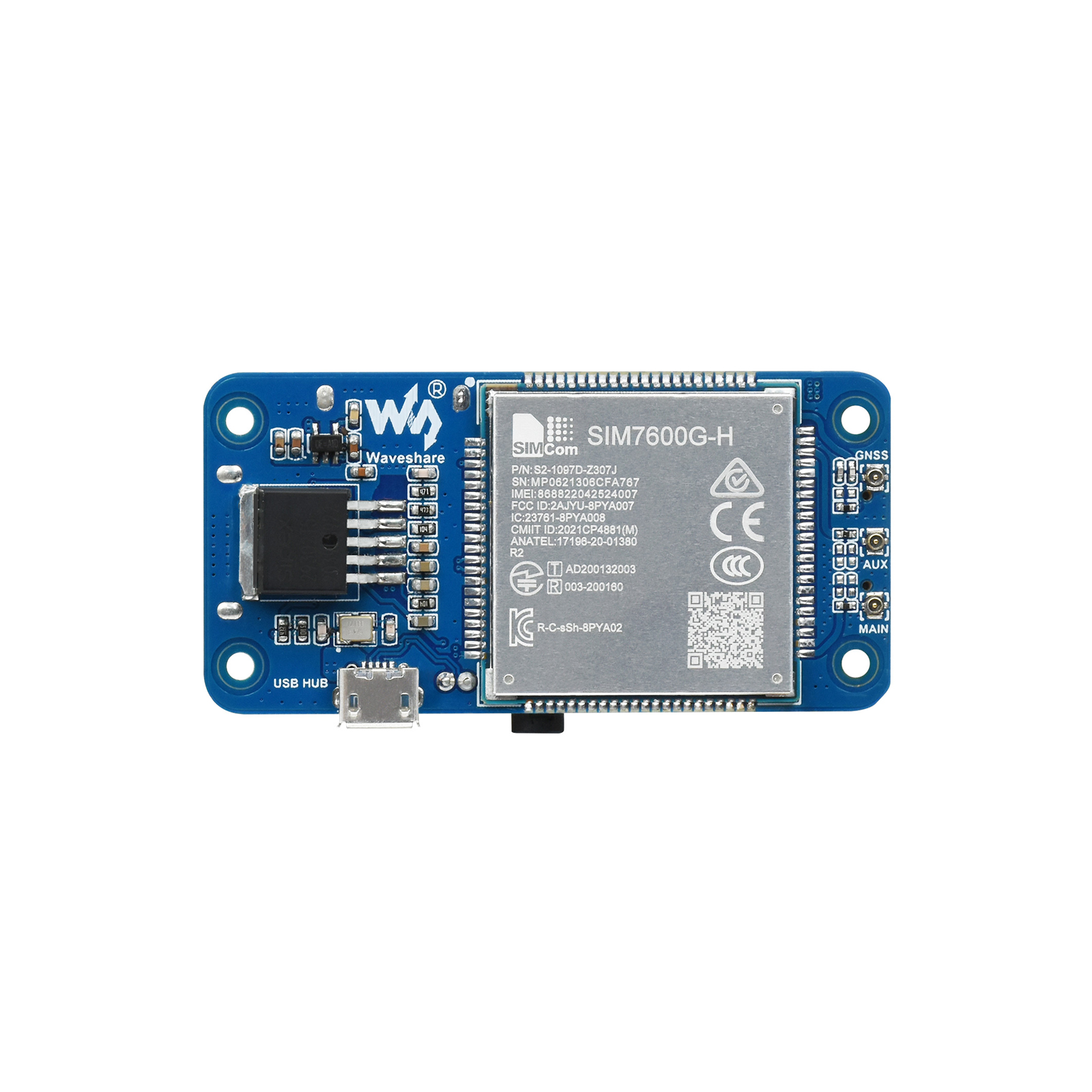 Waveshare SIM7600G-H 4G HAT (B) LTE Cat-4 4G/3G/2G Support GNSS Positioning for Raspberry Pi